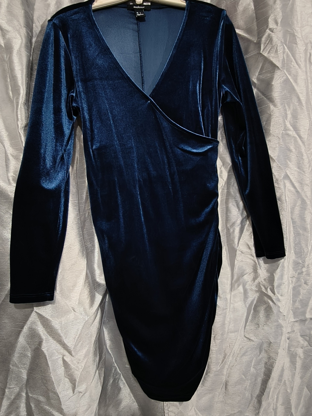 Missguided Deep Blue Velvet Backless Wrap Dress